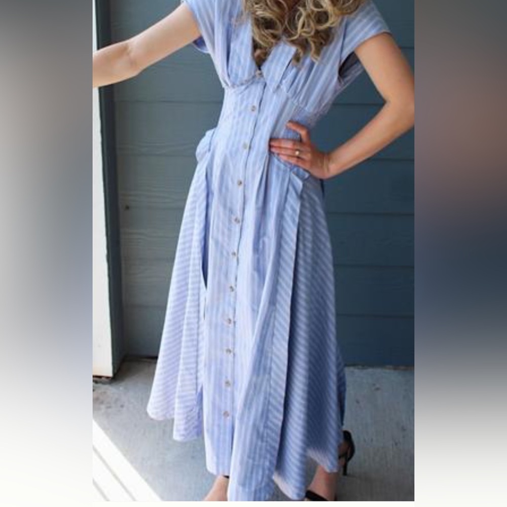 NWOT GORGEOUS ANTHROPOLOGIE cottage core Parisian pleated Midi Dress - Picture 3 of 9